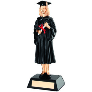 BLK/GOLD RESIN FEMALE GRADUATE WITH PLATE -   9.25in