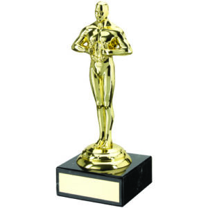 GOLD PLASTIC AND MARBLE ACHIEVEMENT ASSEMBLED TROPHY - 7.75in