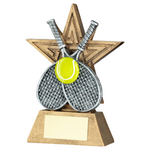 BRZ/PEW/YELLOW TENNIS STAR LINE SERIES WITH PLATE - 5in