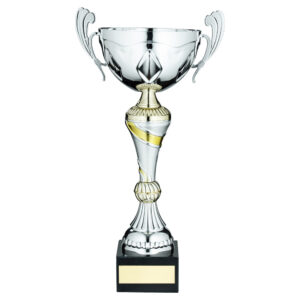 BRZ/GOLD BADMINTON MINI CUP WITH PLATE (1in CENTRE) - 3.75in
