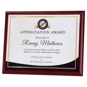 ROSEWOOD PLAQUE WITH WHITE SUBLIMATION FRONT (LANDSCAPE) - 8in