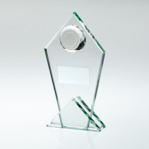 JADE GLASS POINTED PLAQUE WITH DARTBOARD AND PLATE - 5.75in