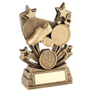 BRZ/GOLD SHOOTING STAR SERIES ATHLETICS WITH PLATE (1in CENTRE) - 5in