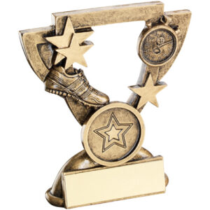 BRZ/GOLD ATHLETICS MINI CUP WITH PLATE (1in CENTRE) - 4.25in