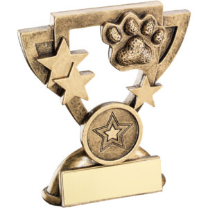 BRZ/GOLD DOG PAW MINI CUP WITH PLATE (1in CENTRE) - 3.75in