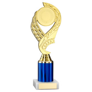 GOLD/BLUE  'OLYMPIC' HOLDER ASSEMBLED ON MARBLE (2" CEN/3" TUBE) - 10in