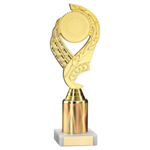 GOLD  'OLYMPIC' HOLDER ASSEMBLED ON MARBLE (2" CEN/3" TUBE) - 10in