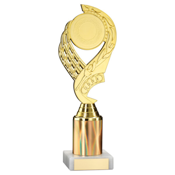 GOLD  'OLYMPIC' HOLDER ASSEMBLED ON MARBLE (2" CEN/3" TUBE) - 10in