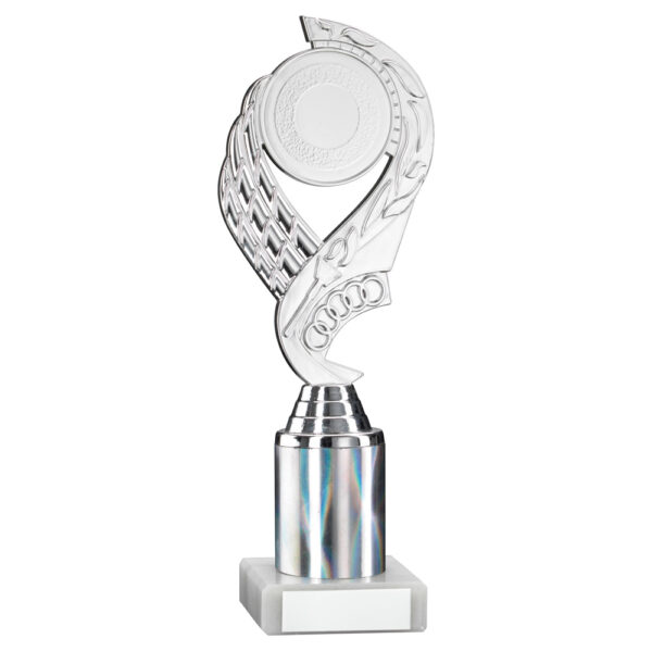 SILVER  'OLYMPIC' HOLDER ASSEMBLED ON MARBLE (2" CEN/3" TUBE) - 10in