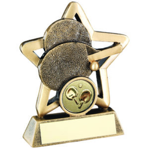 BRZ/GOLD TABLE TENNIS MINI STAR WITH PLATE (1in CENTRE) - 3.75in
