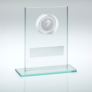 JADE/SILVER GLASS WITH RUGBY INSERT AND PLATE - 4.5in