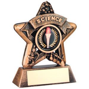BRZ/GOLD MINI STAR 'SCIENCE' WITH PLATE (1in CENTRE) - 3.75in