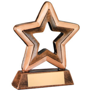 BRZ/GOLD RESIN GENERIC MINI STAR WITH PLATE -       3.75in