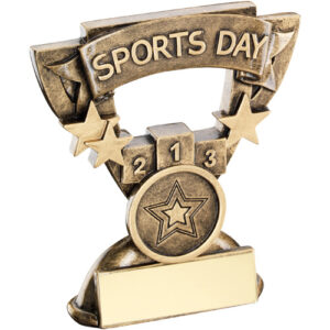 BRZ/GOLD SPORTS DAY MINI CUP WITH PLATE (1in CENTRE) - 3.75in