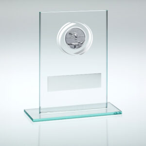 JADE/SILVER GLASS WITH POOL/SNOOKER INSERT AND PLATE - 4.5in
