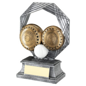 BRZ/PEW/WHITE LAWN BOWLS OCTAGON SERIES WITH PLATE - 6in