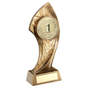BRZ/GOLD CENTRE HOLDER WITH TWISTED LEAF WITH PLATE (2in CENTRE) - 7in