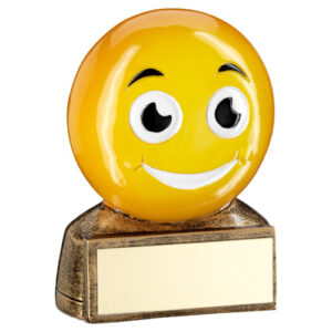 BRZ/YELLOW 'SMILING EMOJI' FIGURE WITH PLATE -       2.75in