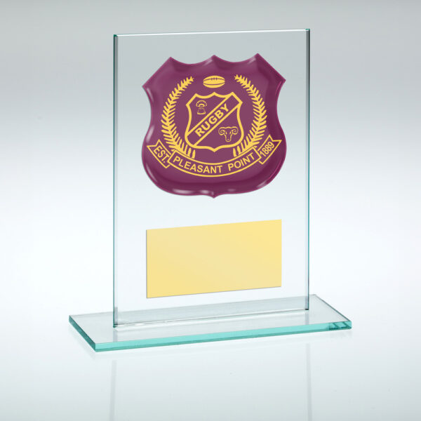 JADE GLASS PLAQUE WITH PLATE (REQUIRES SP-SHIELD OR SHIRT-B) - 7.25in