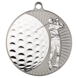 GOLF TWO COLOUR MEDAL MATT SILVER/SILVER -  2.75in