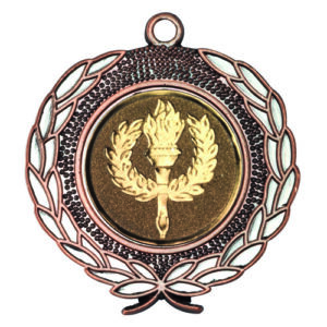 LAUREL WREATH EDGED MEDAL (1in CENTRE) BRONZE - 1.75in