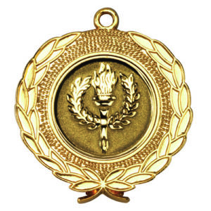 LAUREL WREATH EDGED MEDAL (1in CENTRE) GOLD - 1.75in