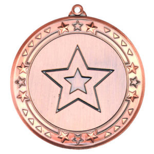 TRI STAR MEDAL (2in CENTRE) BRONZE - 2.75in