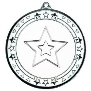 TRI STAR MEDAL (2in CENTRE) SILVER - 2.75in