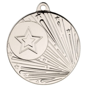 SHOOTING STAR MEDAL (1in CENTRE) SILVER - 2in