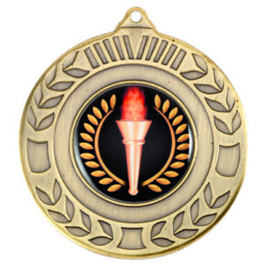 WREATH MEDAL (1in CENTRE) ANTIQUE GOLD - 2in