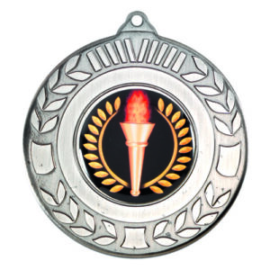 WREATH MEDAL (1in CENTRE) ANTIQUE SILVER - 2in