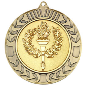 WREATH MEDAL (2in CENTRE) ANTIQUE GOLD - 2.75in