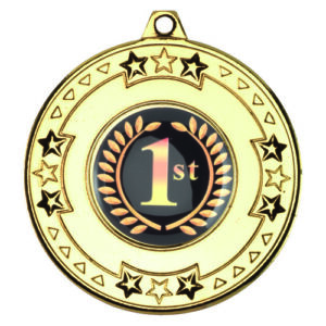 TRI STAR MEDAL (1in CENTRE) GOLD - 2in