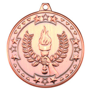 VICTORY TORCH TRI STAR MEDAL - BRONZE 2in