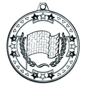 MOTOR SPORT TRI STAR MEDAL SILVER - 2in