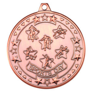 SPORTS DAY TRI STAR MEDAL BRONZE - 2in