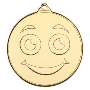 SMILEY FACE GOLD MEDAL - 2in