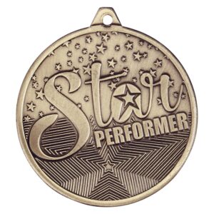 Cascade Star Performer Iron Medal Antique Gold 50mm