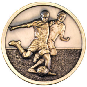 FOOTBALL PLAYERS MEDALLION ANTIQUE GOLD -     2.75in
