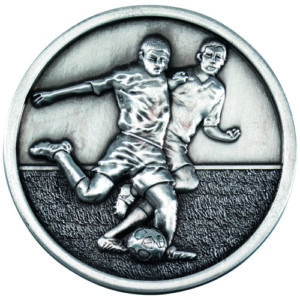 FOOTBALL PLAYERS MEDALLION ANTIQUE SILVER -   2.75in