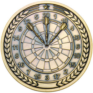 DARTS MEDALLION ANTIQUE GOLD - 2.75in