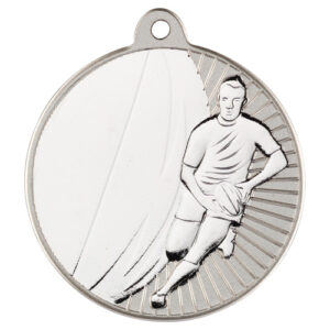 RUGBY TWO COLOUR MEDAL MATT SILVER/SILVER - 2in