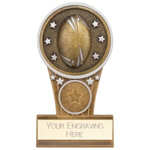 Ikon Tower Rugby Award Antique Silver & Gold 125mm