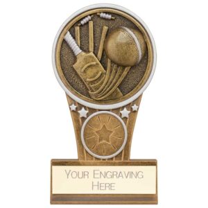 Ikon Tower Cricket Award Antique Silver & Gold 125mm