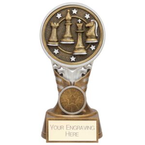 Ikon Tower Chess Award Antique Silver & Gold 150mm