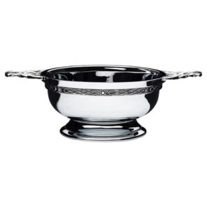CHROME PLATED QUAICH BOWL WITH CELTIC HANDLES AND WIRE - (DIA 5in) 2.5in