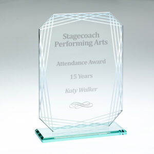 JADE GLASS RECTANGLE WITH SILVER LINED EDGES   (4mm THICK) - 8.25in