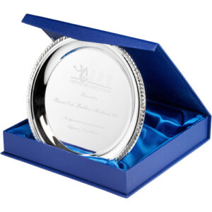 SILVER PLATED IRON SALVER...ROUND WITH ROPE EDGE 0.4mm THICK - 10in