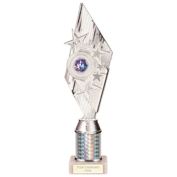 Pizzazz Plastic Tube Trophy Silver 325mm