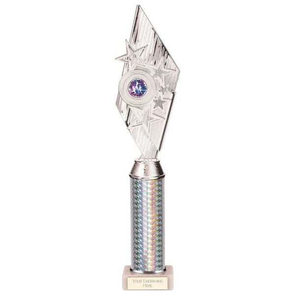 Pizzazz Plastic Tube Trophy Silver 400mm